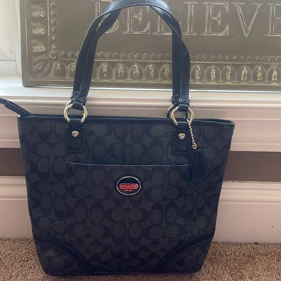 dark grey coach purse